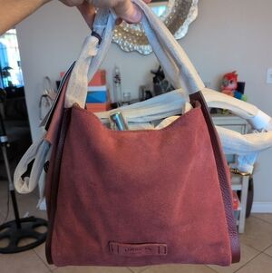 American Leather Co. Dark Cherry 2.0 Triple Entry Satchel.